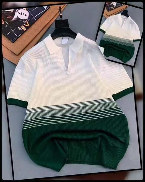 T-Shirt Polo à Rayures Décontractée