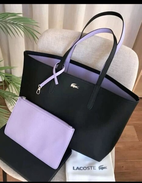 Sac cabas Lacoste noir et pochette