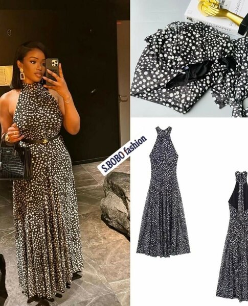 Robe longue à pois élégante