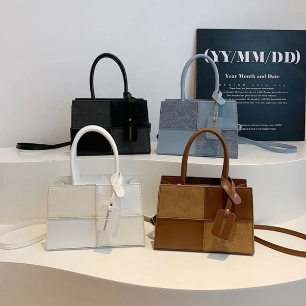 Sac en cuir à carreaux