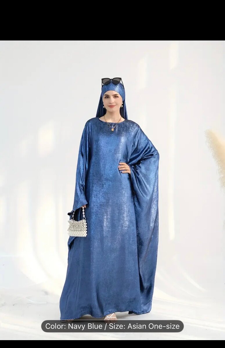 Navy Blue Shiny Islamic Abaya