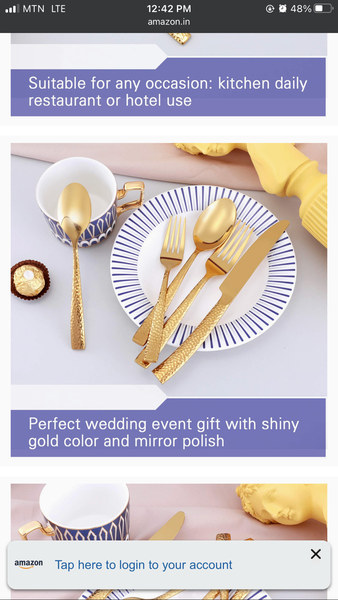 Cutlery set 20 pieces gold color