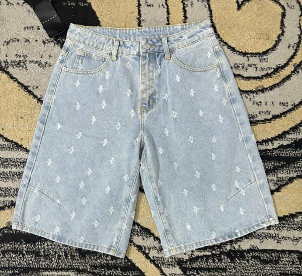 Shorts jean bleu ciel motif