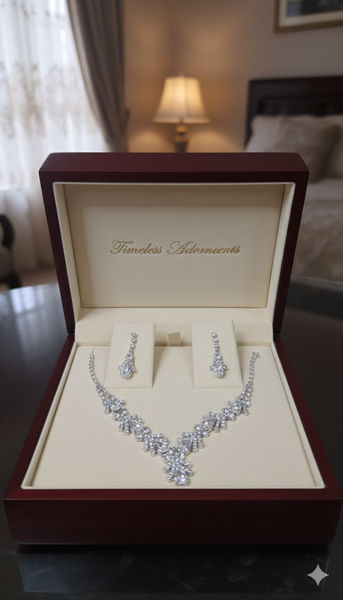 Parure Collier et Boucles d'Oreilles Diamant