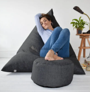 Pyramid Denim Bean Bag - FREE Foot Stool