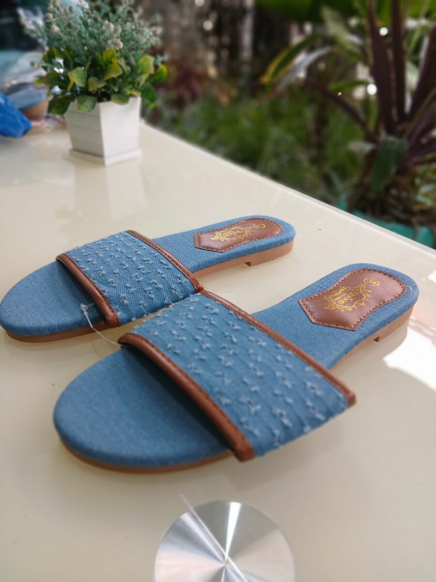 Blue Denim Slides Sandals
