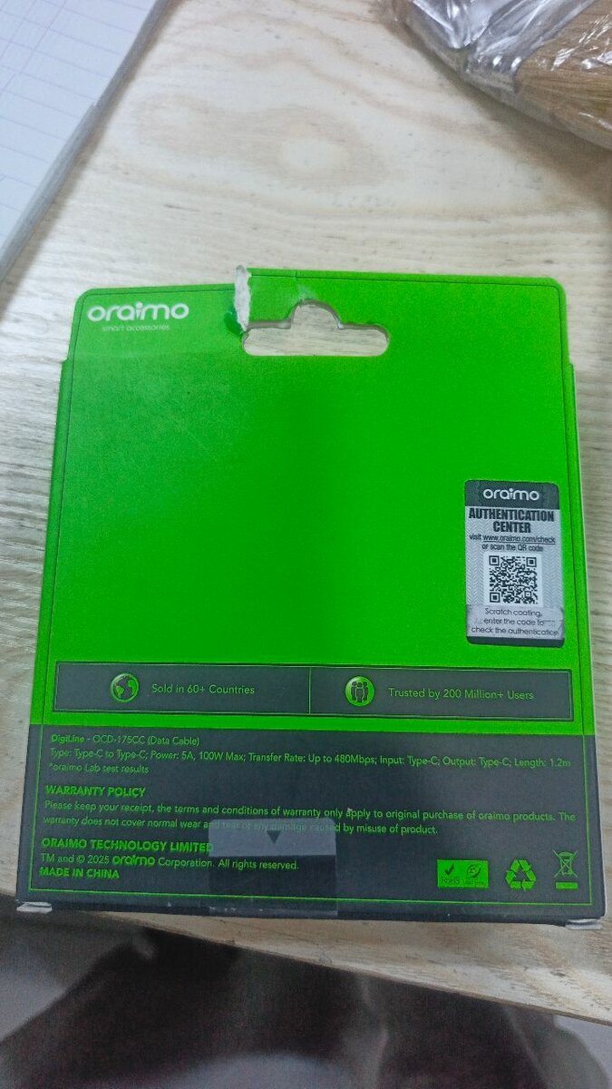 Câble USB-C vers Lightning oraimo 100W