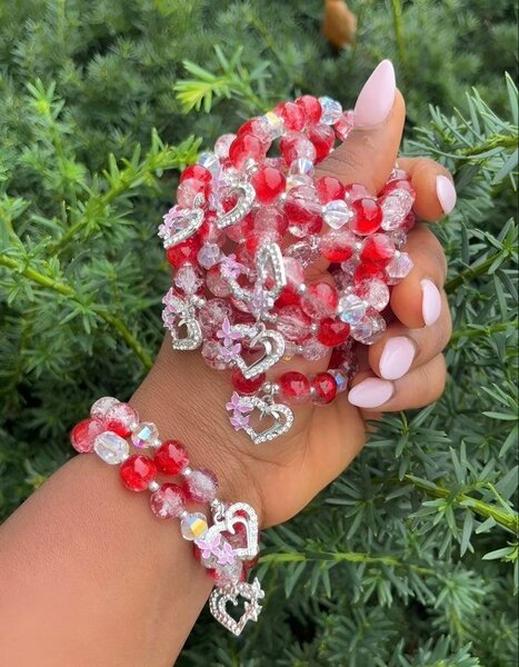 Bracelets en perles cœur
