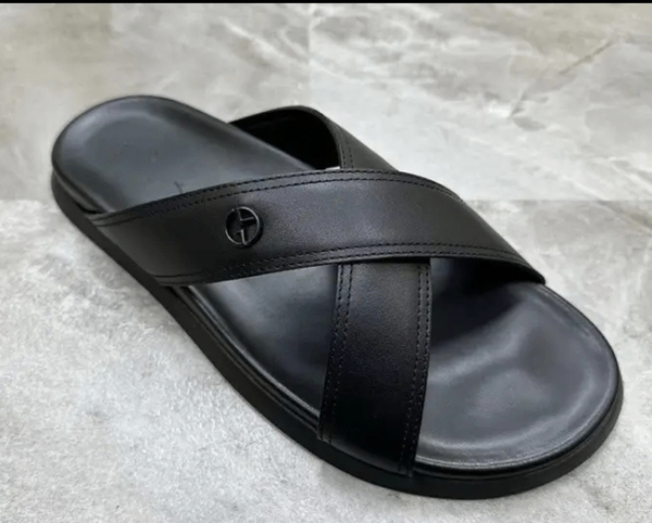 Sandales en cuir noir pour homme