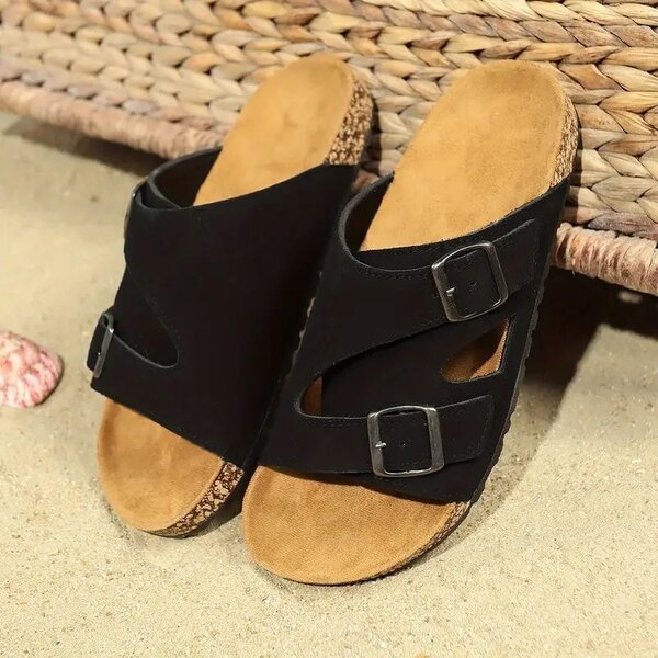 Sandales à boucles en cuir unisexe