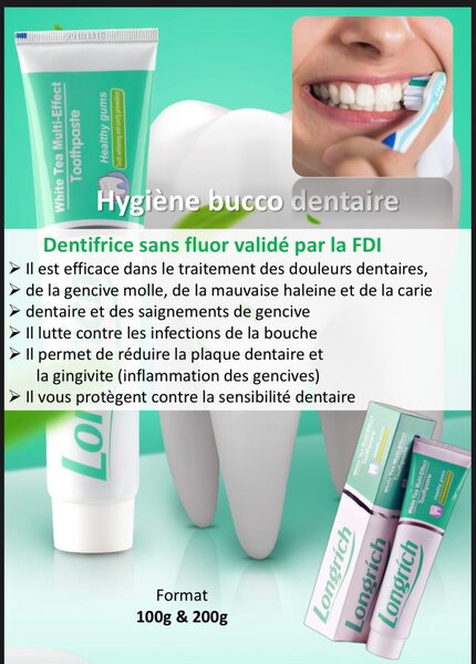 Dentifrice Sans Fluor Longrich