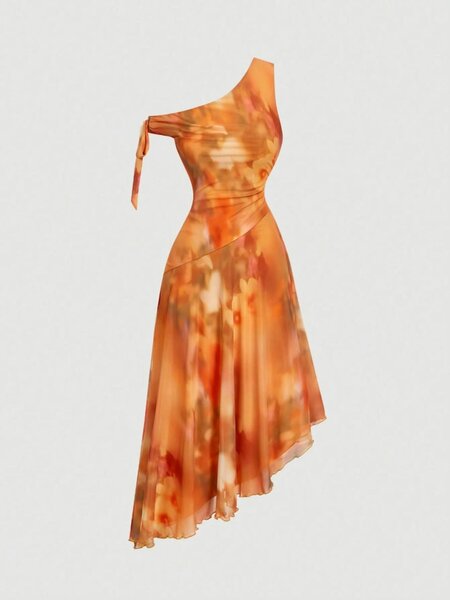 Robe orange fluide