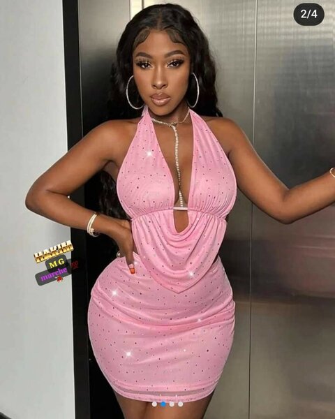 Robe cocktail rose glamour