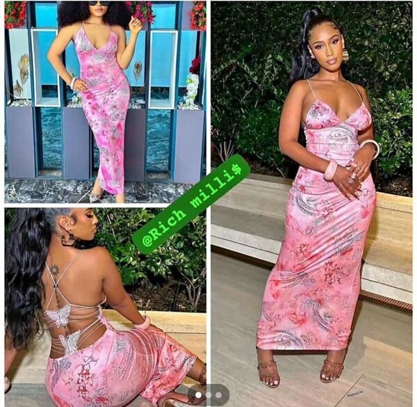 Robe longue florale rose élégante