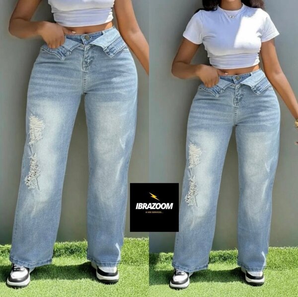 Jeans larges déchirés femme