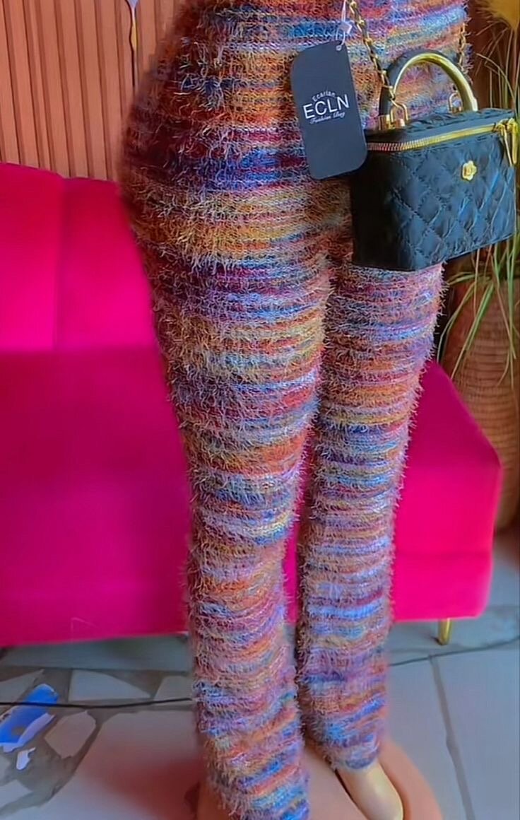 Pantalon en tricot multicolore