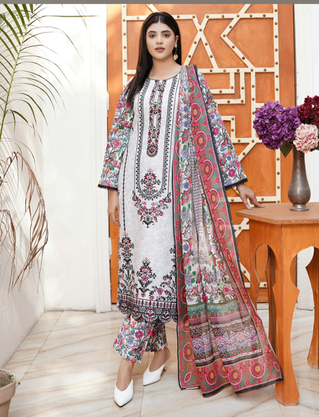 3 Piece Cotton Suit Embroided