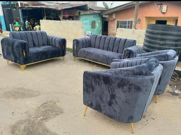 Ensemble canapé 3 places et 2 fauteuils gris