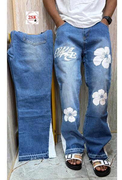 Jeans homme décontractés avec fleurs