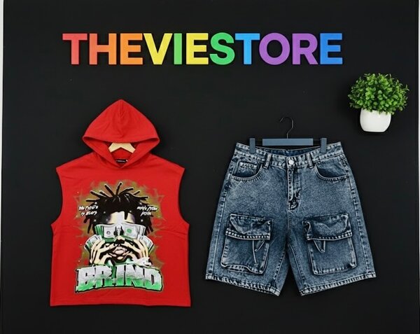 Short cargo et haut rouge THEVIESTORE pour homme