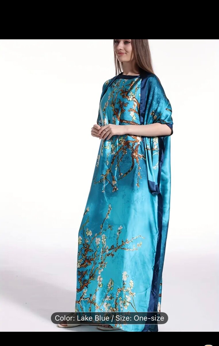 Silk Embroidered Kaftan Robe with Headband