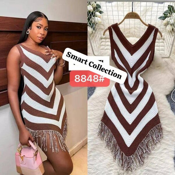 Robe en crochet à rayures