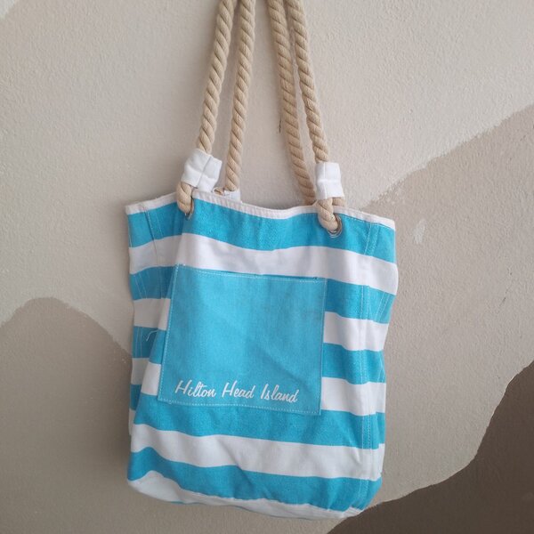 Sac de plage rayé bleu