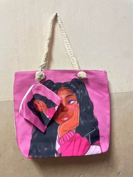 Sac cabas avec pochette illustré