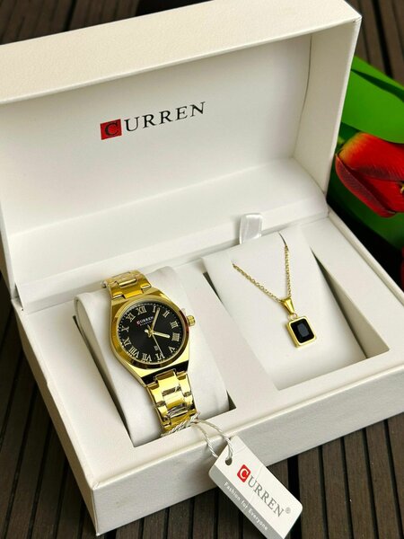 Montre femme Curren avec collier en or