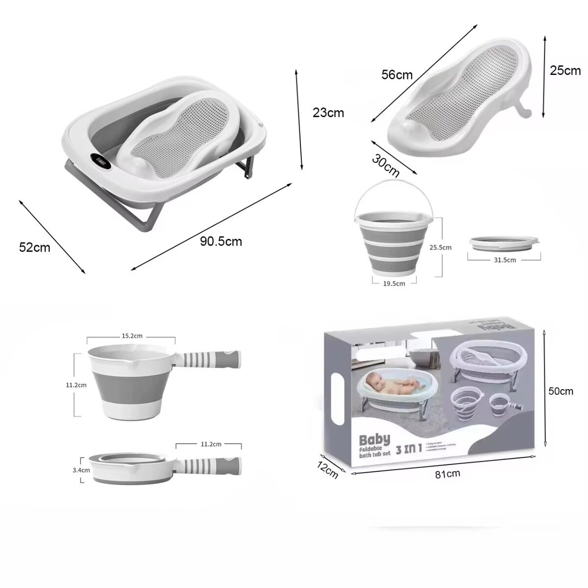 Baignoire bébé 4 en 1 pliable