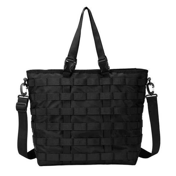 Sac cabas noir en tissu tressé