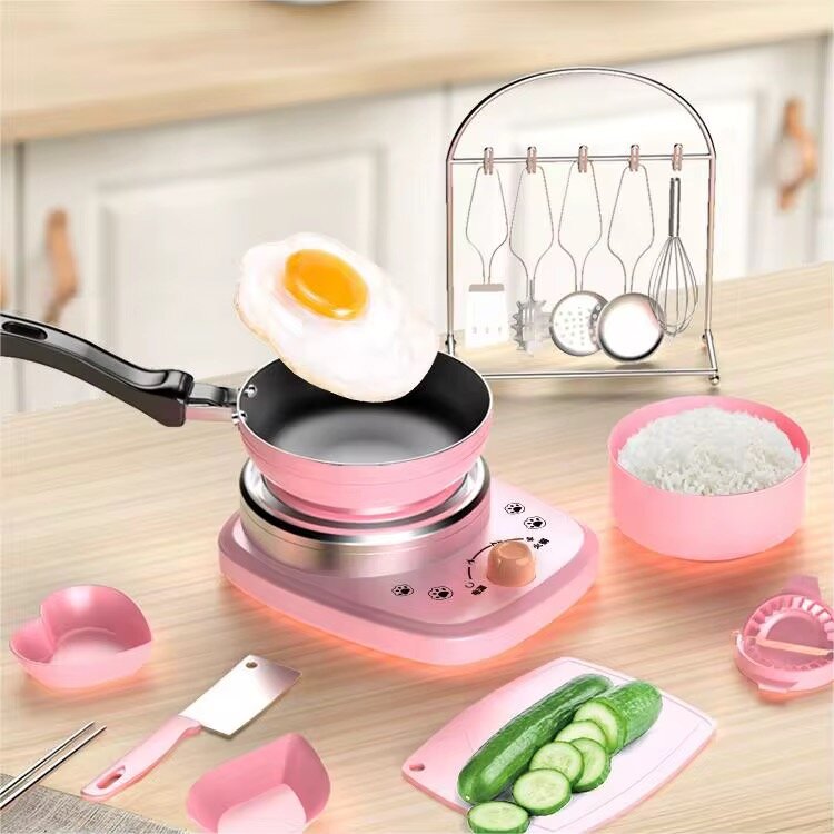 Mini Cuisine Électrique Rose avec Poêle