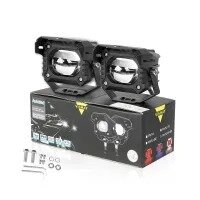 2-PC AKE VISHAY AUTOLED Motorcycle 60W 6000LM LED Lens Spotlight 6000K 3500K Light RED DRL 12D 3 inches Auxiliary Fog Lights For Motorcycle, Bike, Car, Truck, Trailer SUV 12V 24V