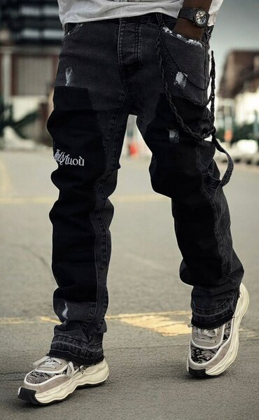 Jean Cargo Noir Streetwear Homme