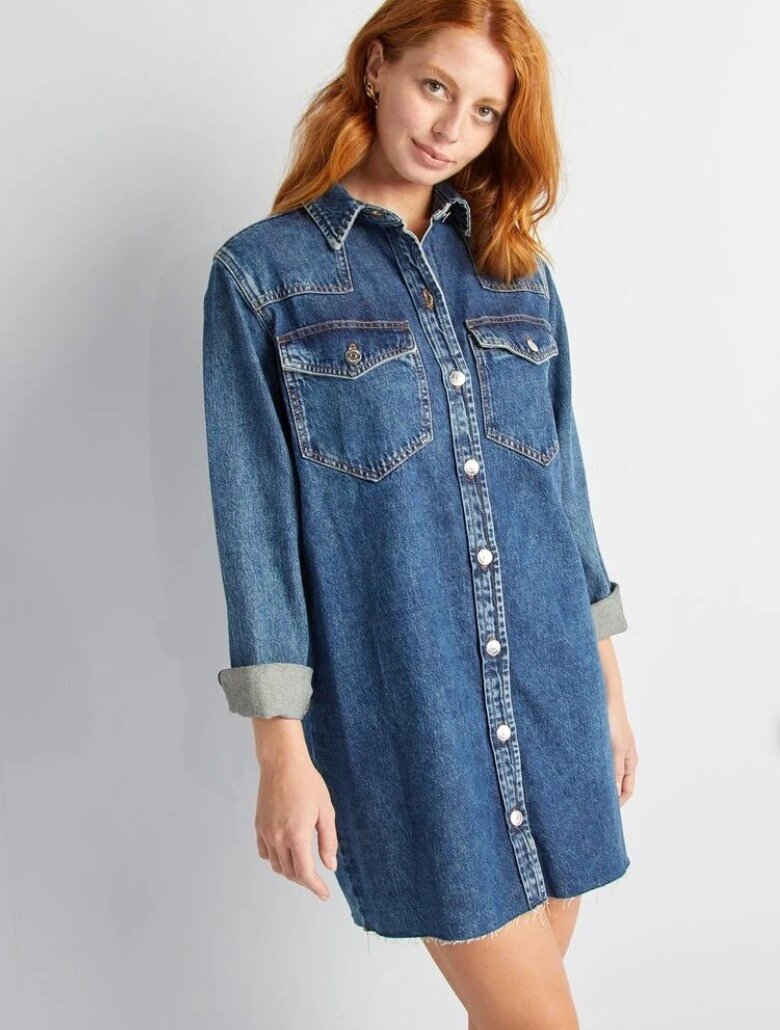 Robe chemise en jean élégante