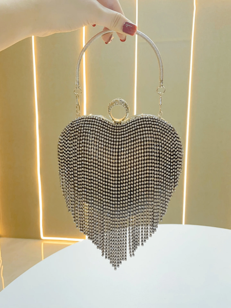 Sac cœur strassé élégant