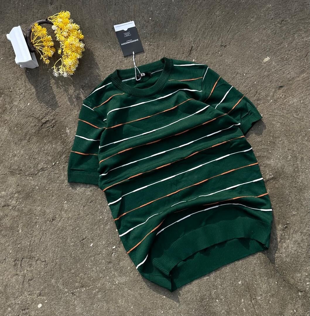 T-shirt rayée en coton homme