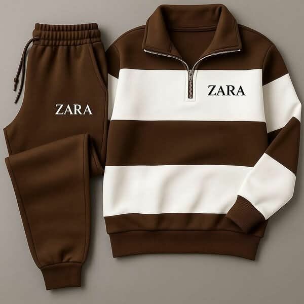 Ensemble survêtement ZARA marron et blanc