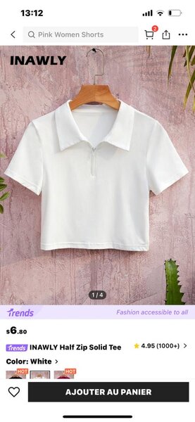 Polo blanc à fermeture éclair