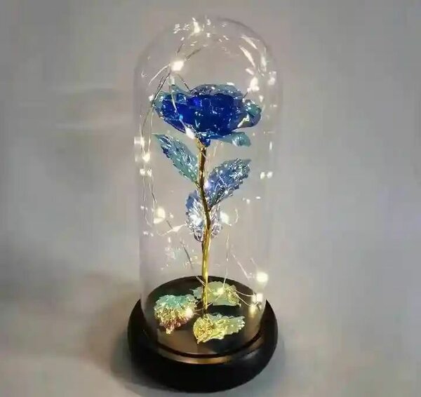 Rose éternelle sous cloche avec boîte à bijoux
