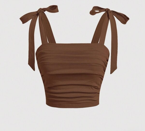 Top court marron à nouer