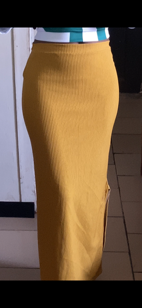 Jupe longue côtelée