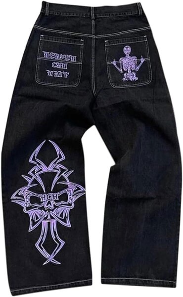 Jean noir avec motif squelette