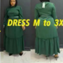 Robe femme à manches longues jusqu'au sol avec boutons vert