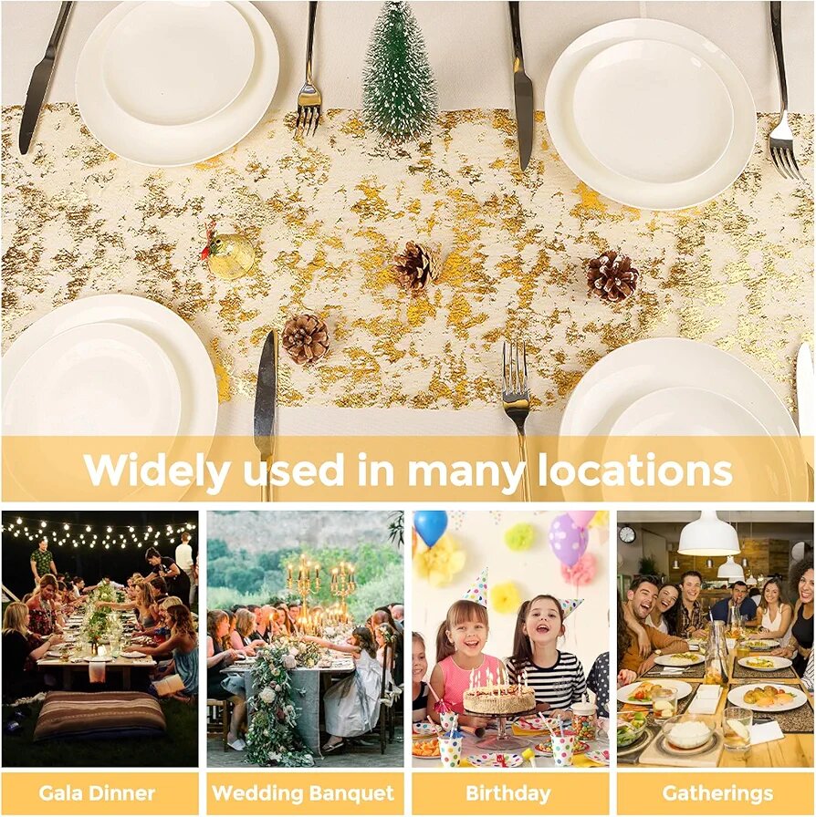 Chemin de Table en Paillettes Dorées