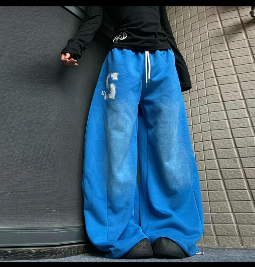 Pantalon large bleu unisexe