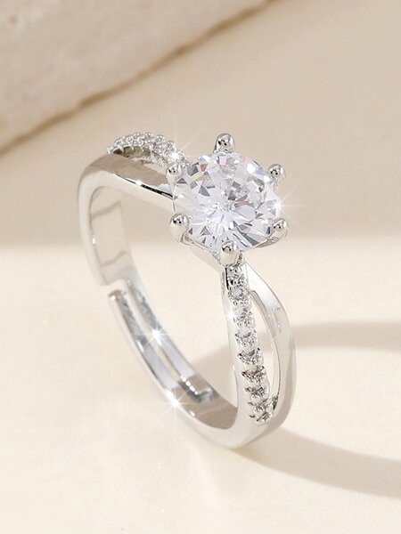 Bague diamant solitaire en argent