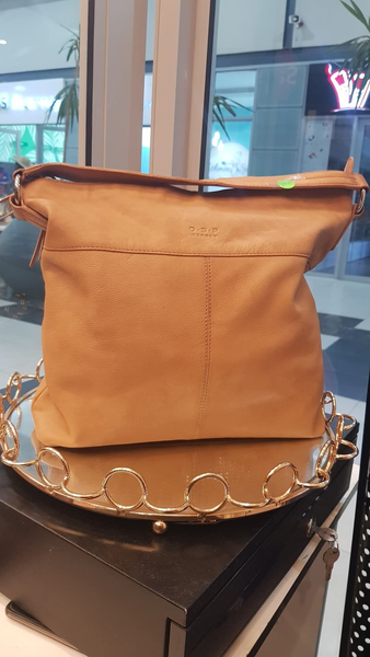 brown leather bag