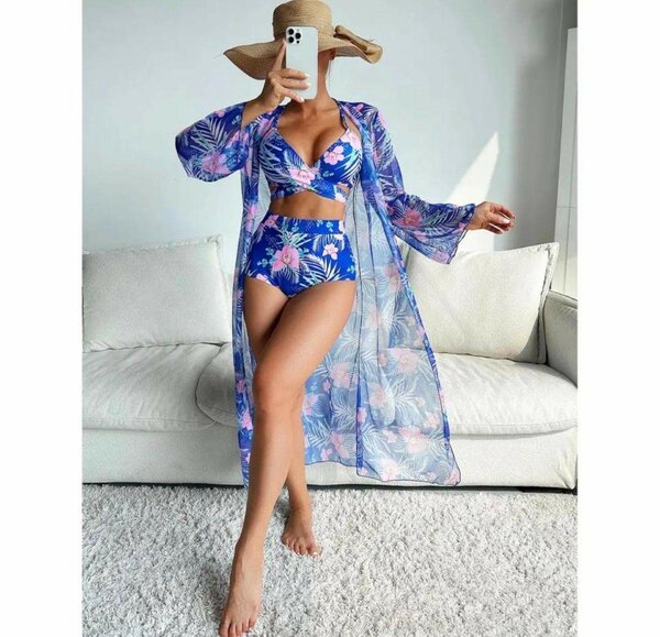 Ensemble maillot de bain 3 pièces tropical