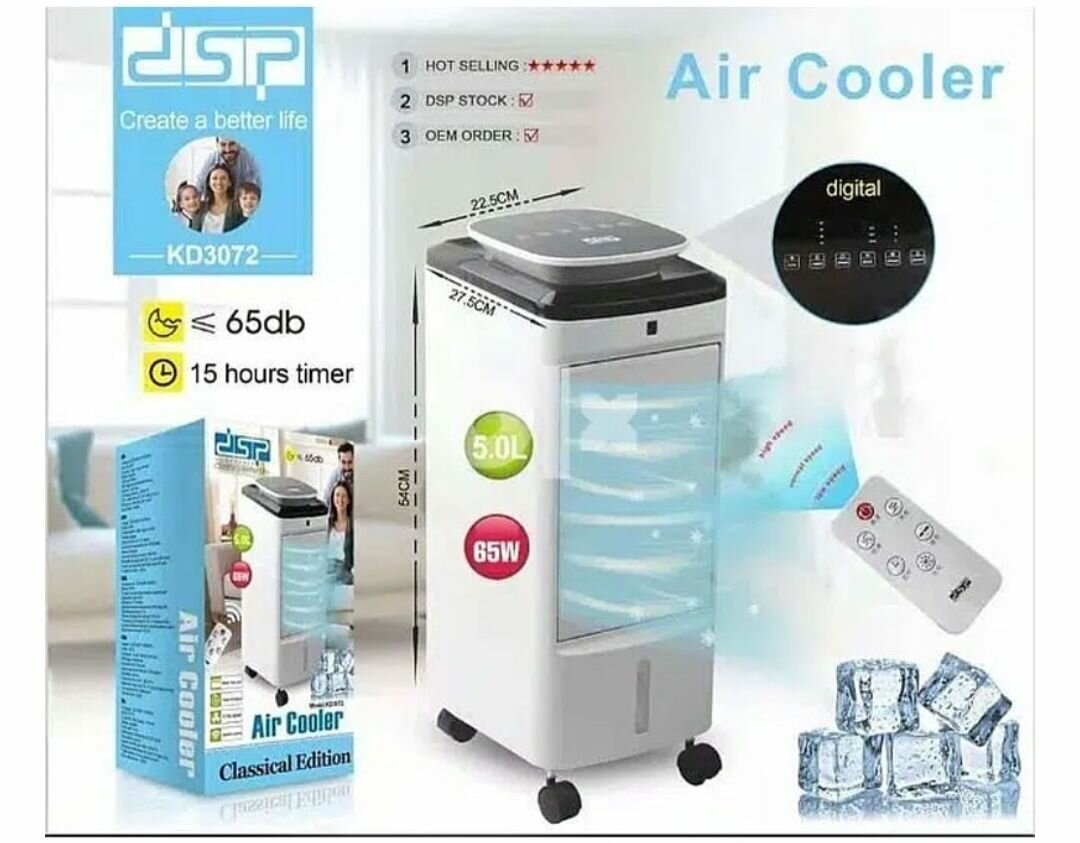 65W 5L 3 ADJUSTABLE SPEED PORTABLE AIR COOLER WITH REMOTE